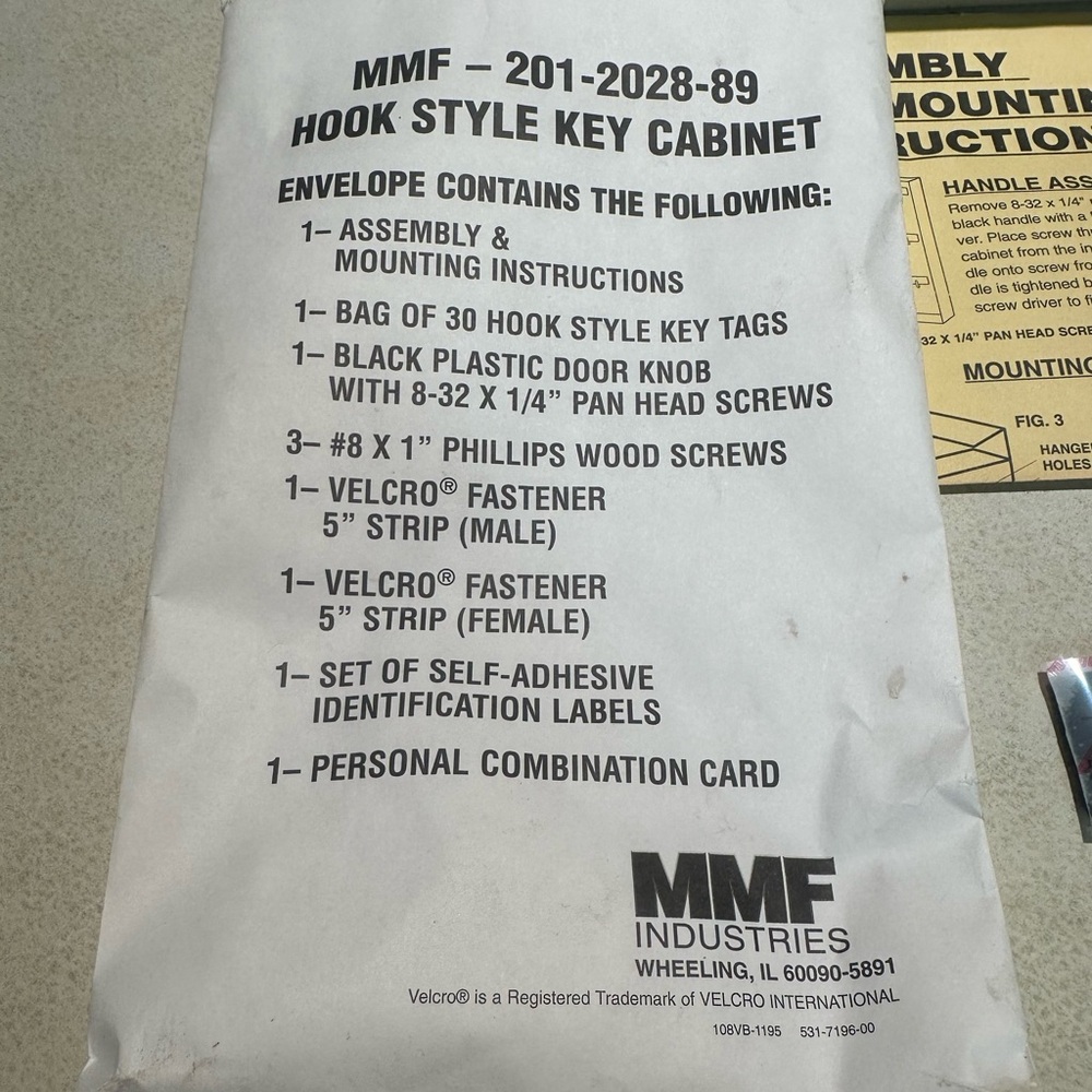 MMF Industries Hook Style Key Cabinet - 28 Keys New with Tags. 11”L x 7.75”W - Picture 3 of 8